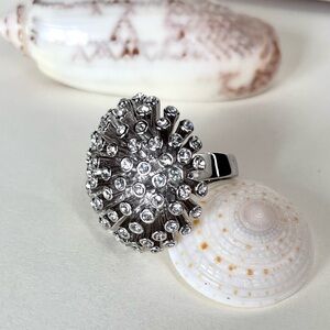 J Crew Silver Tone Star Burst Ring